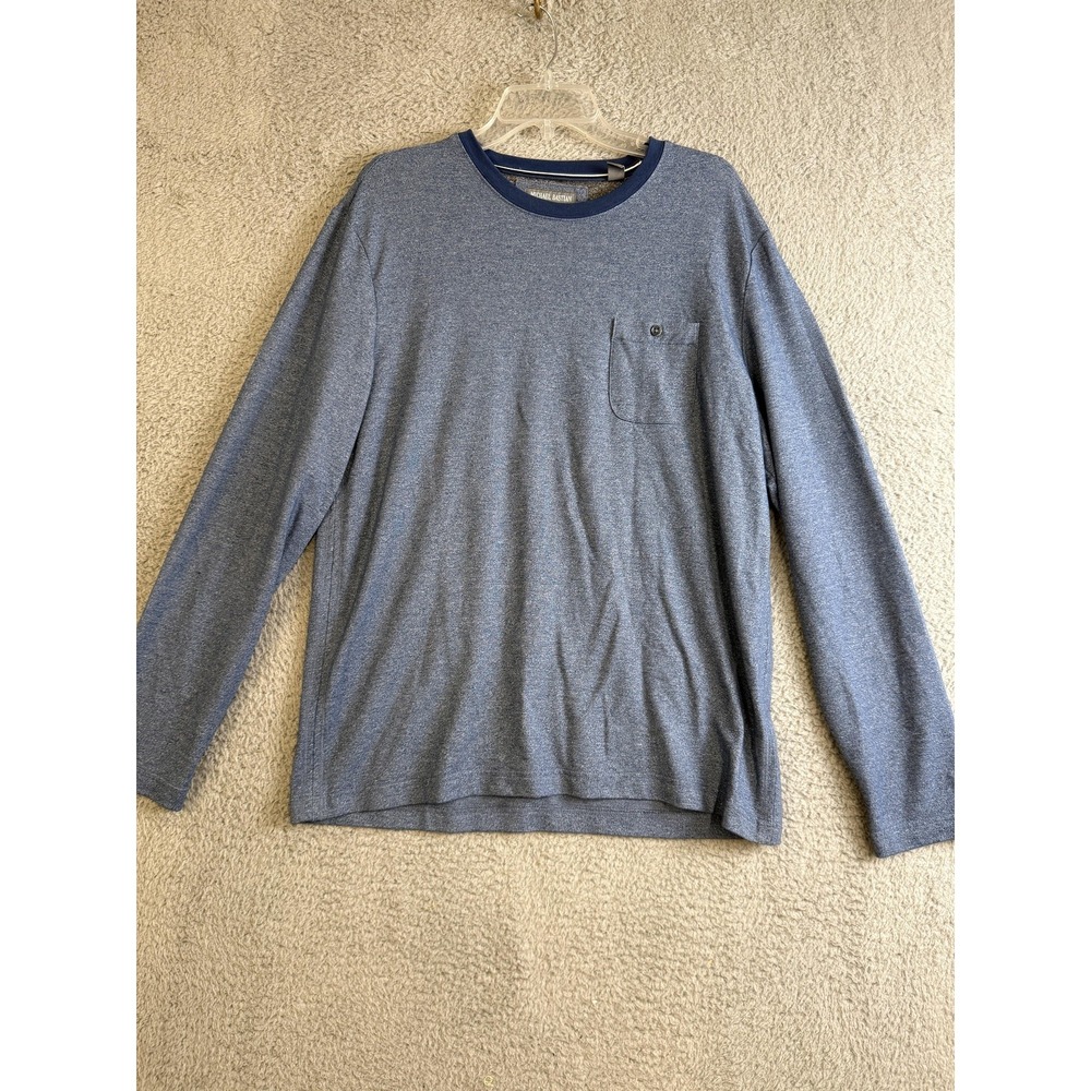 Michael Bastian Shirt Mens Large Blue Heather Long‎ Sleeve Crewneck Chest Pocket